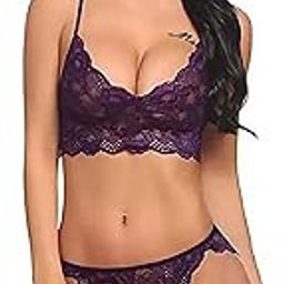 Women Net Lace Self-Design Baby Doll Set (Pack of 1) (Color : Purple) (Size : Free Size) PID-TNIC_Pu-picture-1