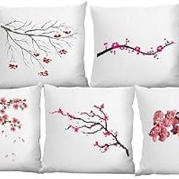 Mojolo Flower Theme Printed Cushion Cover (12x12 Inches)(Pack of 5)-image-80