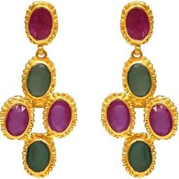 Ratna Collections 22k (916) Yellow Gold and Emerald Drop Earrings-image-73