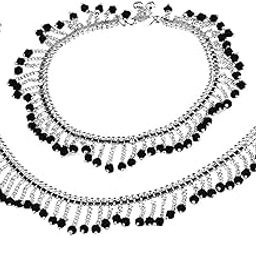Anklet for girls & women., Black Naka jhaler Stainless Steel Anklet-5