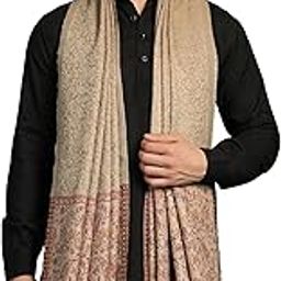 Mens Extra Fine Wool Stole, Paisley Palla Design (Dark Beige)-image-77