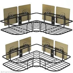 CUCURA® Metal Corner Shelf for Bathroom and Kitchen | Multi-Purpose Self-Adhesive Bathroom Shelf | Bathroom Corner Shelves | Washroom Storage Organiser and Bathroom Shelf for Wall (Pack of 2)-14