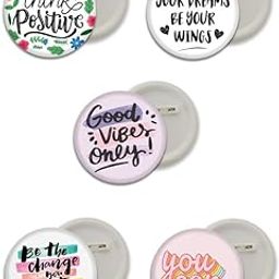 D2C® Plastic Motivational Quotes Round Pin Button Badge - Perfect for Boys, Girls, Men & Women Trendy Batches for Bags, Backpacks Ideal Birthday Gift, Party Favor Size 58mm Multicolor Pack of 5 D5-image-8