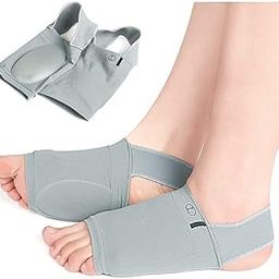 Flat Foot Arch Support for Men & Women | Medial Arch Support for Flat Feet Correction Sleeve with Cushion | Plantar Fasciitis Leg Foot Support Pain Relief Product | Free Size - 1 Pair, Grey-picture-17
