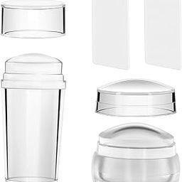 JUNEBRUSHS 2 Set Clear Silicone Nail Stamper Set Transparent Visible Body Jelly Nails Art Template Tools With Scraper For Diy Nail-image-46