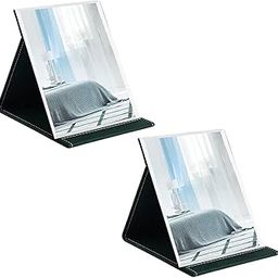 PLENARO PU Leather Foldable Makeup Mirror with Stand Vanity Compact Folding Free Standing Travel Mirror (Pack of 2)-51