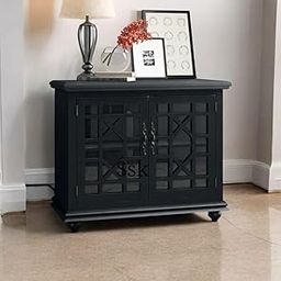 SSK ENTERPRISES Wooden Cabinet with 2 Cabinet Wooden Side Board Tv Cabinet Crockery Kitchen Cabinet for Living Room, Dinning, Bathroom I Original Mango Wood.-image-2