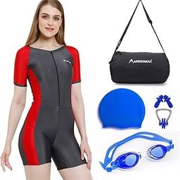 Full-Body Swimsuit Set for Kids -One-Piece Swimwear with Goggles, Swim Cap, Nose Clip & Ear Plugs UV Protection & Quick Drying Fabric Perfect for Swimming-image-43