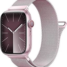 GETSABLE Stainless Steel Loop Magnetic Clasp band Compatible with iWatch Bands Ultra, iwatch band series 10 46mm Series 9 8 7 SE 6 5 4 3 2 1,(45mm/44mm/42mm/49mm, Rose Pink)-18