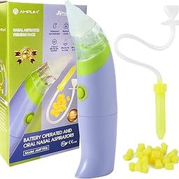 Amplim Battery Operated Baby Nasal Aspirator with Snot Sucker and 30 Hygiene Filters, AMP1906, Blue-image-2