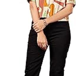 Women's Stylish V-Collar Printed Crop Shirt with Short Sleeves-image-51