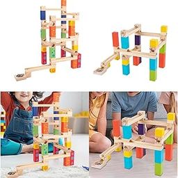 UJEAVETTE Toy DIY Wooden Track Marble Toy 3D Wooden Puzzle for Birthday Gift Ages 4-8 Kids 52PCS Toys & Hobbies-2