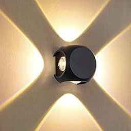 SEER® 4 Way Oval Up Down LED Outdoor Waterproof IP65 Exterior Wall Step Light Fixture Lamp (Warm White, Black Body) 8 Watts,Aluminium-image-41