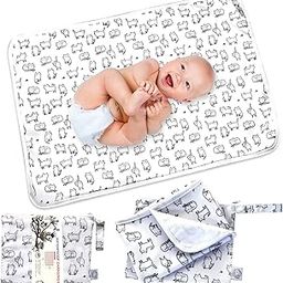 Flock Three Waterproof Baby Changing Pad with Storage Bag (43.3" X 28.7") Washable Wipeable Reusable Leak Proof Diaper Travel Mat Station Changing Mattress Liner Cribs Bed Cover, Cats-image-25