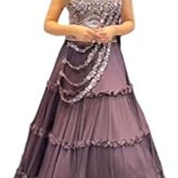 Women's And girls Floral Frilled With Embroidery Coding work Lehengha choli For Special Light Purple Colour-image-29