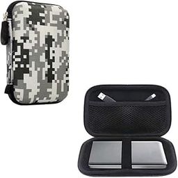 GadgetBite External Printed Hard Drive Disk Enclosure Portable Carrying Case Cover Pouch Casing for 2.5-Inch Hard Drive (White & Black Pixelated)-13