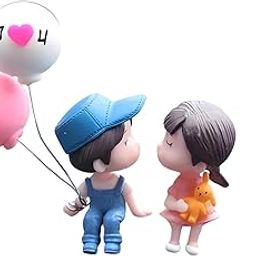 TRIBITRO Cute Cartoon Couple Car Dashboard Accessories | Plastic Action Figure Ornament with Balloon | Interior Dashboard Decoration for Car, Home, Office (8 x 4 cm)-image-15