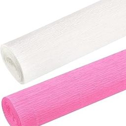 Just Flowers Crepe Paper for Craft, 7.5 Ft Long and 20 Inch Wide Crepe Paper Roll for Decoration and for Flower Making, Craft Supplies, (White & Pink, Pack of 2)-image-58