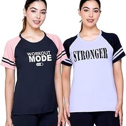 White Moon Women’s Self Design Polyester Printed Combo T-Shirts – Gym Wear & Sports T-Shirts for Women | Dry Fit & Breathable Fabric | Ideal for Workout & Exercise (Pack of 2)-picture-18