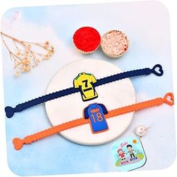 CraftVatika Kids Rakhi Set of 2 | Cricket Jersey Style Rakhi Bands for Boys with Ritual Essentials | Soft Silicone Rakhis Combo | Cartoon Style Raksha Bandhan Gift With Fridge Magnet (Set of 2)-image-12