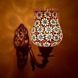 UTKRESTH Creations (01) Designer Glass Mosaic Wall Lamp for Living & Home Decoration Indoor Outdoor/Metal and Glass Fitting (Multicolour, Bulb not Included)-image-37