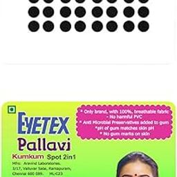 Eyetex Pallavi Sticker Bindi/Pottu|Round|Aloe Vera & Papaya Extracts|Breathable Non-Irritating Velvet Fabric|P4|Black|20 Flaps-39