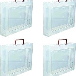 DARKZONE Multipurpose Plastic Rectangular Storage Boxes with Locks and Handle Matte Finish for Saree, Laptop, Books (Set of 4, Rajkumari)-3