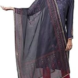 Wishful Women's Floral Polyester Dupatta (22Fes81110-116895-Grey-Free Size_Greyish Blue_Free Size)-image-32