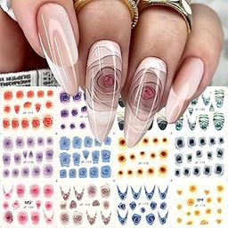 S.A.V.I 3D Rose Bloom Nail Stickers, 12 Sheets, Multicolor Water Decal Nail Art-image-41