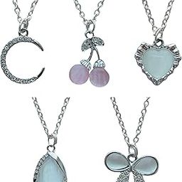 Pack Of 5 Trendy Viral Silver American Diamond Charm Pendant for Women and Girls | Stylish, Elegant, and Versatile | Accessories| Gift-image-83