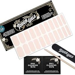 TOUGH GIRLS | 22 Semi Cured Gel Nail Polish Strips | Brighter, Thicker, Harder | Use with UV LED Lamp Required | Includes Cuticle Stick, Nail File, Nail Wipes (Pink)-45