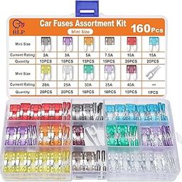 BLP 160Pcs Car Fuse Kit - Mini Blade Fuses + Auto Fuse Puller (2A, 3A, 5A, 7.5A, 10A, 15A, 20A, 25A, 30A, 35A, 40A)-17
