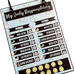 Zooplay India My Responsibility Chart- Good Habit Chart for Kids & Teens - Reusable Behavior Tracker with Smilies, I For Age 3-12 year I Reward chart I good habit tracker-20
