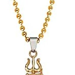 Religious Lord Shiv Mahadev Locket Gold Brass Pendant Necklace Chain for Men and Women-picture-9