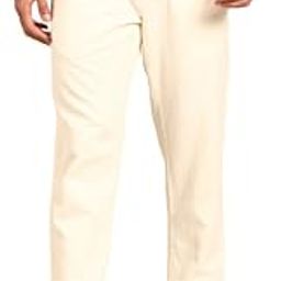 Men's Blended Linen Beige Solid Contemporary Fit Casual Trouser-image-1