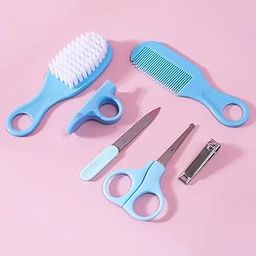 Baby Grooming Kit 6-in-1, Hair Brush, Comb, Nail Care Tools, BPA-Free, Blue (BLUE)-image-78