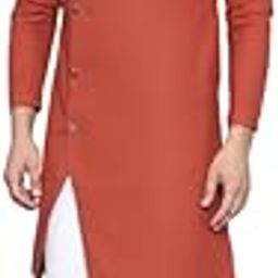 Men's Pure Cotton Rust Sherwani Kurta-image-7