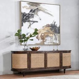 TGF Furniture Store Modern Cane Sideboard Cabinet – 4-Door Storage Console with Handwoven Rattan Front – Dark Wood Finish Buffet for Dining Room, Living Room, or Entryway-image-83