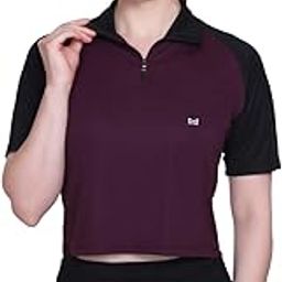Gym Crop Top for Women, Gym T Shirt for Women Workout, Stretchable, Training Wear, Workout, Running, Quick Dry Gym Wear Top, High Collar Zip (Pack of 1)-image-40