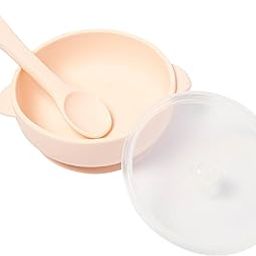 Baby Moo Silicone Unbreakable Bowl & Wood Handle Spoon for Baby Feeding, Suction Design for Toddler, Non-Slip, Non-Toxic, BPA Free, Dishwasher and Microwave Safe - Peach- 1 Set-image-41