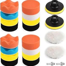 Car Polishing Pads Sponge and Woolen Polishing Waxing Buffing Pads Kits,Foam Drill 3-Inch Buffing Pad, Polishing Pads Kit,Polishing,Waxing (3 Inch 22 Pcs)-image-3
