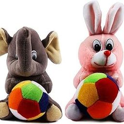 Soft Toy Kids Animal Teddy Bear Birthday Gift Stuffed Soft Plush Toy Love 19 cm (Elephant & Rabbit)-image-36