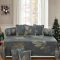 LCF | Deisgner Frill Decorative Printed Diwan Set (1 Diwan Flat Sheet, 2 Designer Frill Decorative Bolster Covers, 5 Designer Frill Decorative Cushion Covers)-image-82
