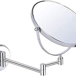 ELEGANT CASA 8-inch Stainless Steel 5X Magnifying Shaving Makeup Round Mirror| 360° Swivel Mirror/Bathroom Mirror/Makeup Mirror/Vanity Mirror Wall Mounted| Wall Bracket Mirror with Adjustable Frame-1