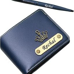 Customized Wallet & Pen Set for Men with Charms (2 in 1 Combo) Personalized Name Wallet Combo Gift for Brother Father (Blue)-picture-11