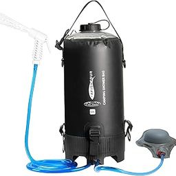 Ubervia Camping Shower Bag - Eacam Portable 12L/3.17 Waterproof Outside Shower Bag with Foot Pump and Shower Head Hose for Camping Hiking Backpacking-image-34