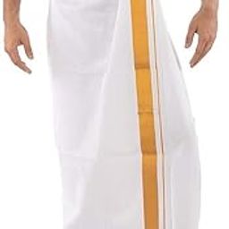 Mens White Color Cotton OPEN Single Lungi with Golden Zari Patti with Free Suprise Gift(L Pr wit)-image-60