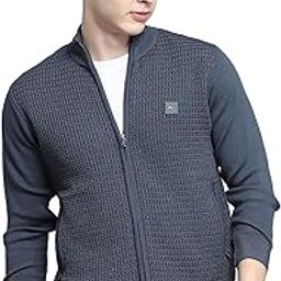 Mens Self Design Grey Mock Neck Full Sleeve Pullover-image-23
