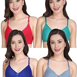 Women Everyday Non Padded Bra (Pack of 4) - Made of Pure Cotton Full Coverage Non Wired Soft Cup for T-Shirt Saree Dress Sports Garment for Daily Use Everyday-image-100