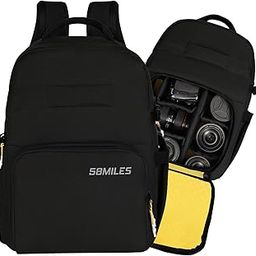 58MILES Camera Backpack - 22L DSLR Camera Bag with Customizable Compartments, 16" Laptop Sleeve, Tripod Holder, Cameras & Lens Accessories Bag w/Rain Cover for Photographers, Travel & Outdoor - Black-14